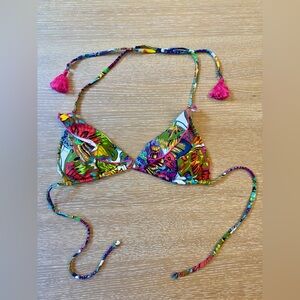 Nanette Lepore Technicolor Tassel Triangle Bikini Top - Size S